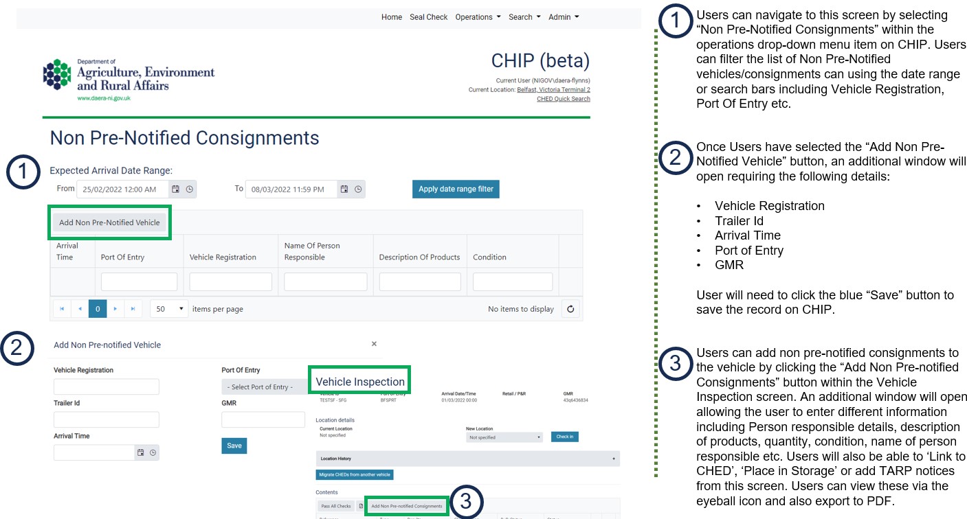 Adding Non Pre-Notified Consignments