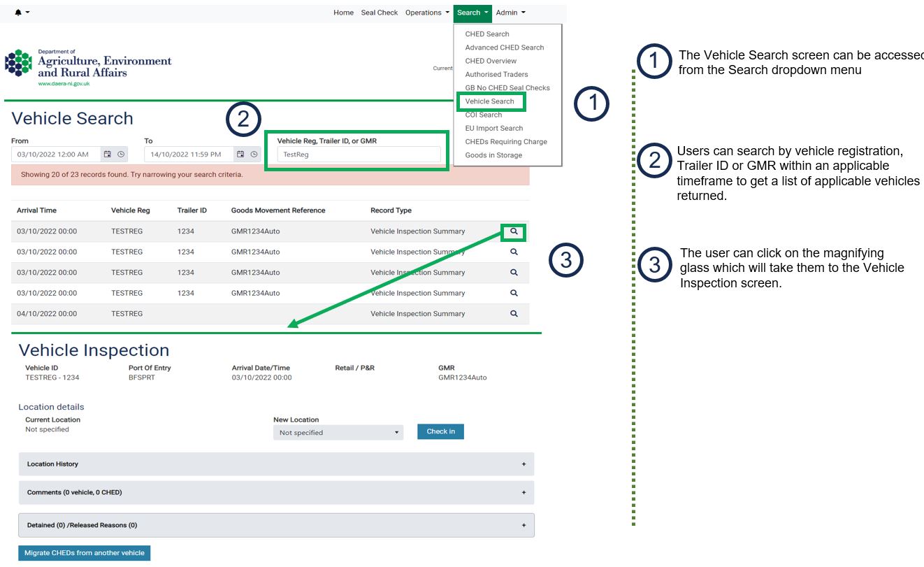 Vehicle Search Screen